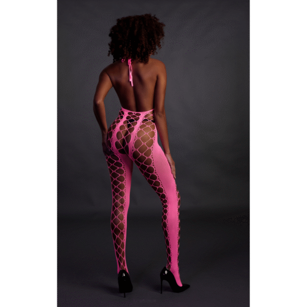 Bodystocking met Halterneck - One Size - Neon Pink - Afbeelding 5