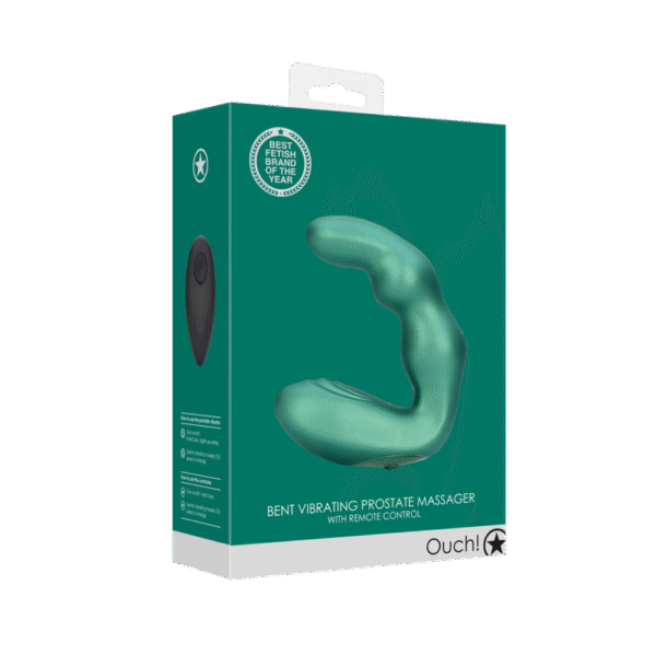 Bent Vibrating Prostate Massager met Afstandsbediening - Metallic Groen - Afbeelding 2