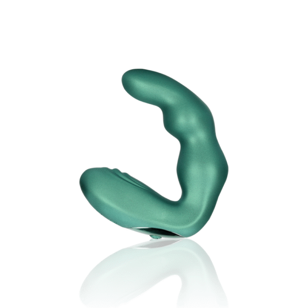 Bent Vibrating Prostate Massager met Afstandsbediening - Metallic Groen - Afbeelding 5