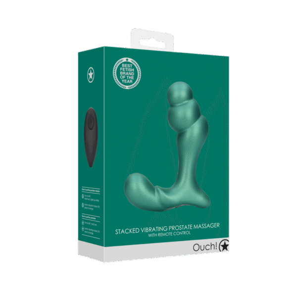 Gestapelde Vibrerende Prostaatmassager met Afstandsbediening - Metallic Groen - Afbeelding 2