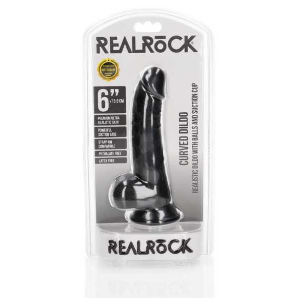 Gebogen Realistische Dildo met Ballen en Zuignap - 6 / 15,5 cm - Afbeelding 2