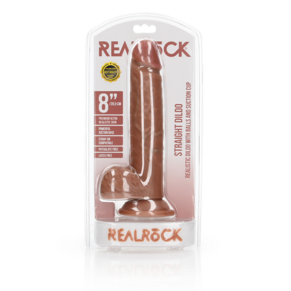 Rechtdoorlopende Realistische Dildo met Ballen en Zuignap - 8 / 20,5 cm - Afbeelding 2