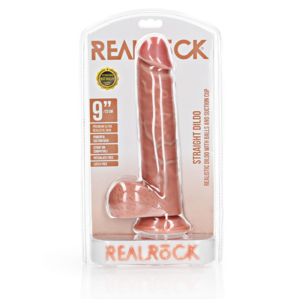 Rechtdoor Realistische Dildo met Ballen en Zuignap - 9 / 23 cm - Afbeelding 2