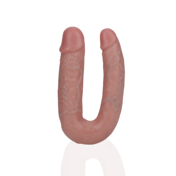 U Vormige Dubbele Dildo 5 / 12,7 cm - Vlees - Afbeelding 4
