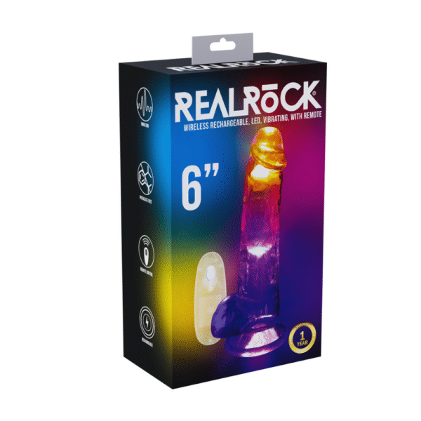 LED Vibrating Straight Cock with Balls - 6 / 15 cm - Transparent - Afbeelding 2