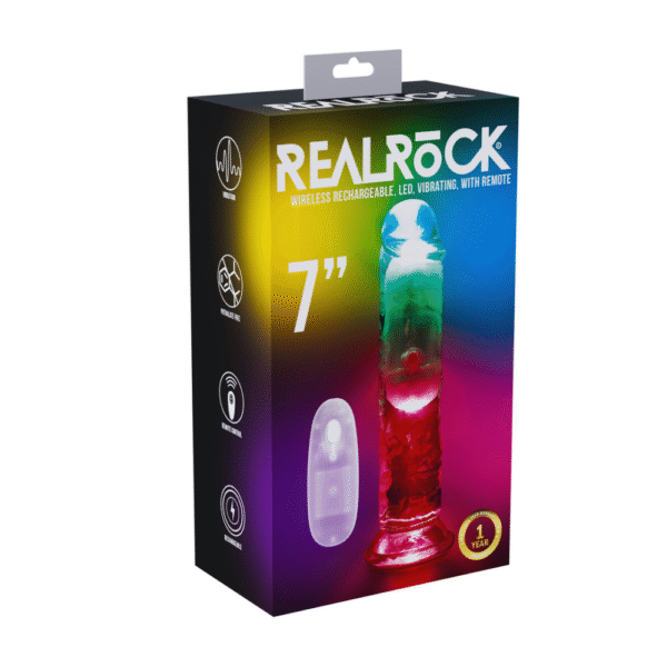 LED Vibrating Straight Cock - 7 / 18 cm - Transparent - Afbeelding 2