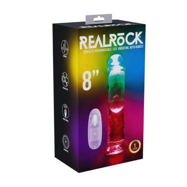 LED Vibrating Straight Cock - 8 / 20 cm - Transparent - Afbeelding 2