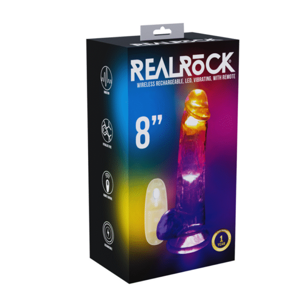 LED Vibrating Straight Cock with Balls - 8 / 20 cm - Transparent - Afbeelding 2