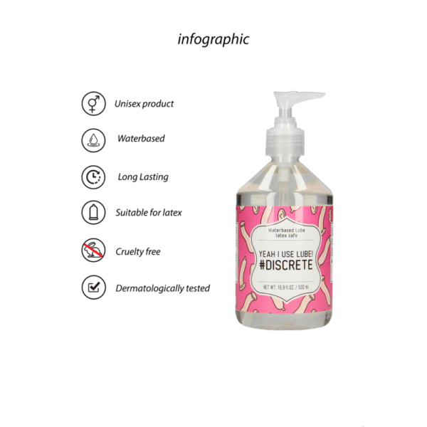 Ja, ik gebruik glijmiddel #Discrete - Waterbasis Glijmiddel - 17 fl oz / 500 ml - Afbeelding 2
