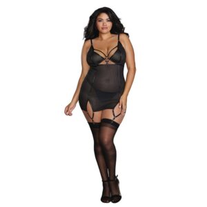 Visnet Textuur Power Mesh Garter Slip - 2X