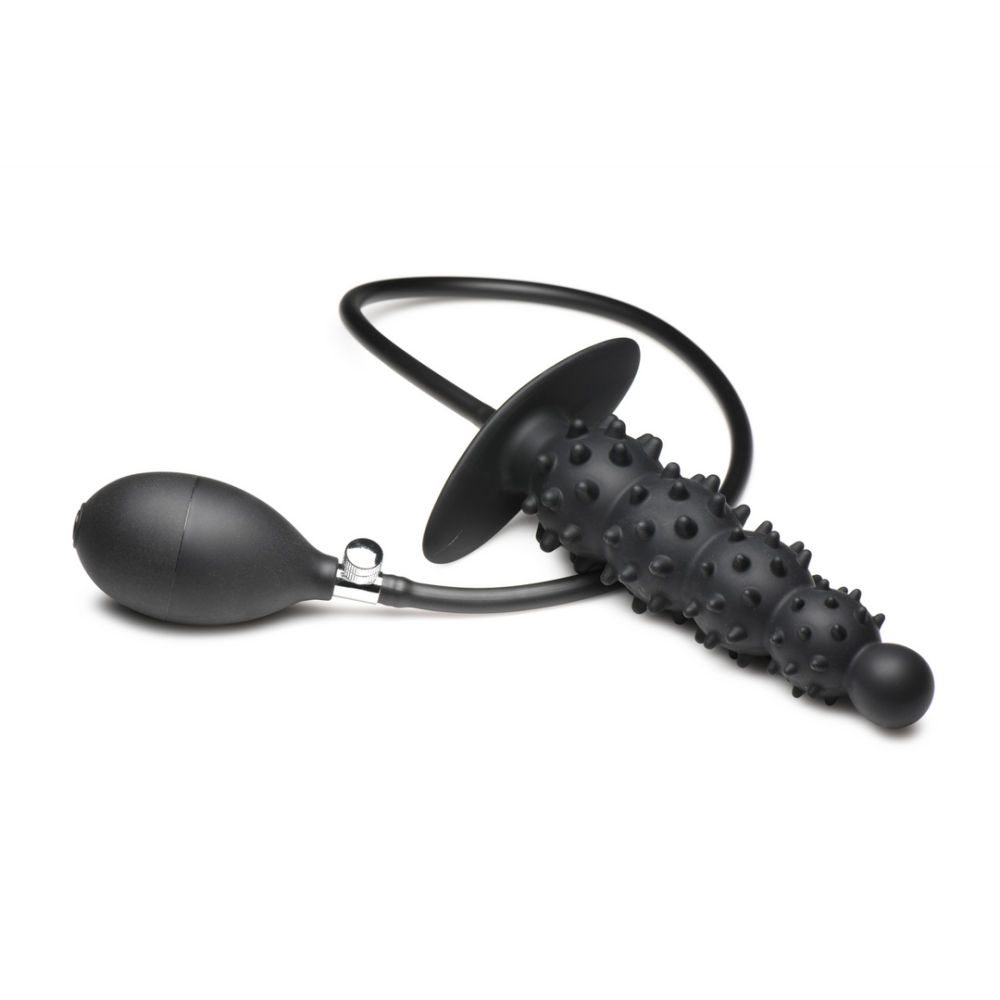 Ass Puffer - Nubbed Inflatable Silicone Anale Plug - Zwart