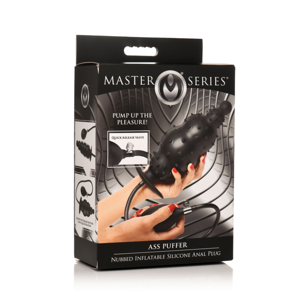 Ass Puffer - Nubbed Inflatable Silicone Anale Plug - Zwart - Afbeelding 2