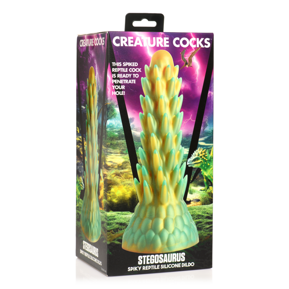 Stegosaurus - Stekelige Reptiel Silicone Dildo - Groen - Afbeelding 2