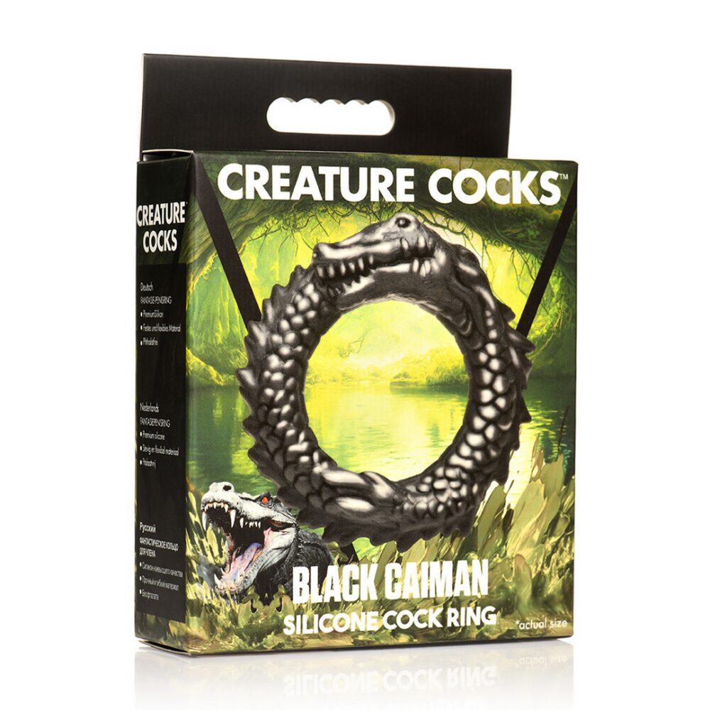 Zwarte Caiman - Silicone Cockring - Zwart - Afbeelding 2