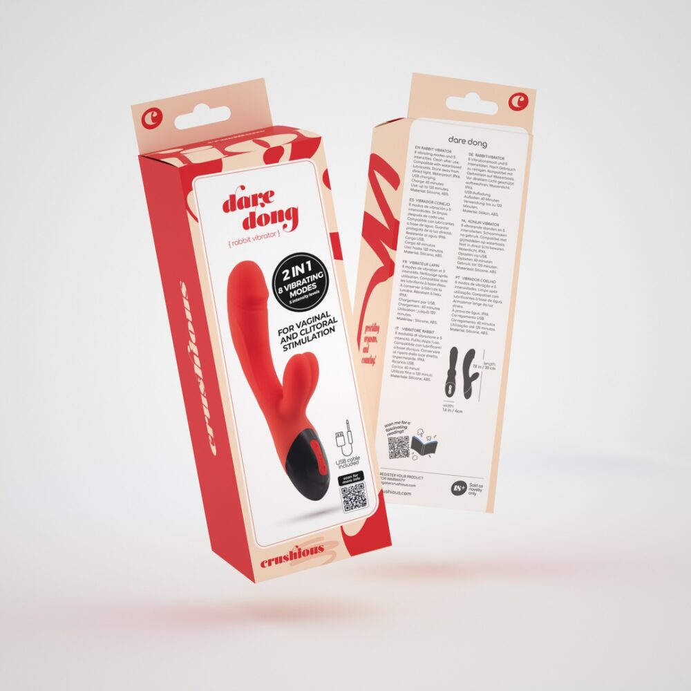 Dare Dong - Oplaadbare Konijnen Vibrator - Rood - Afbeelding 2