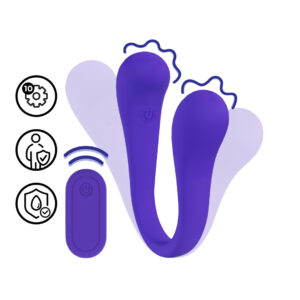 Dubbelzijdige Buigbare Vibe met Afstandsbediening - Paars