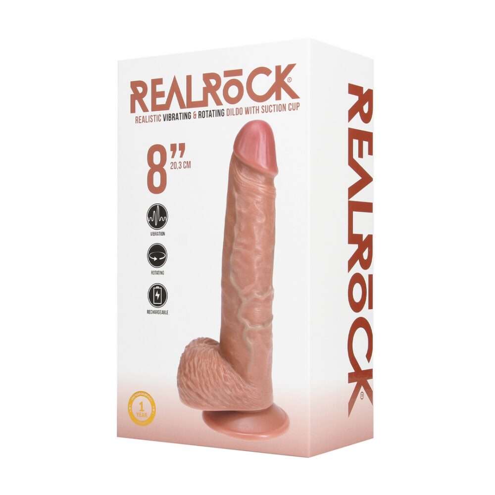 Vibrerende en Draaiende Rechte Cock met Ballen - 8 / 20,5 cm - Tan - Afbeelding 2