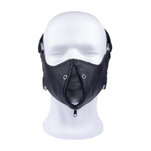 Leren Masker met Rits - Zwart