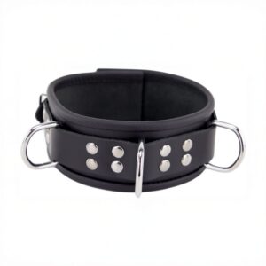 Leren Ketting 3 D Ringen - Zwart