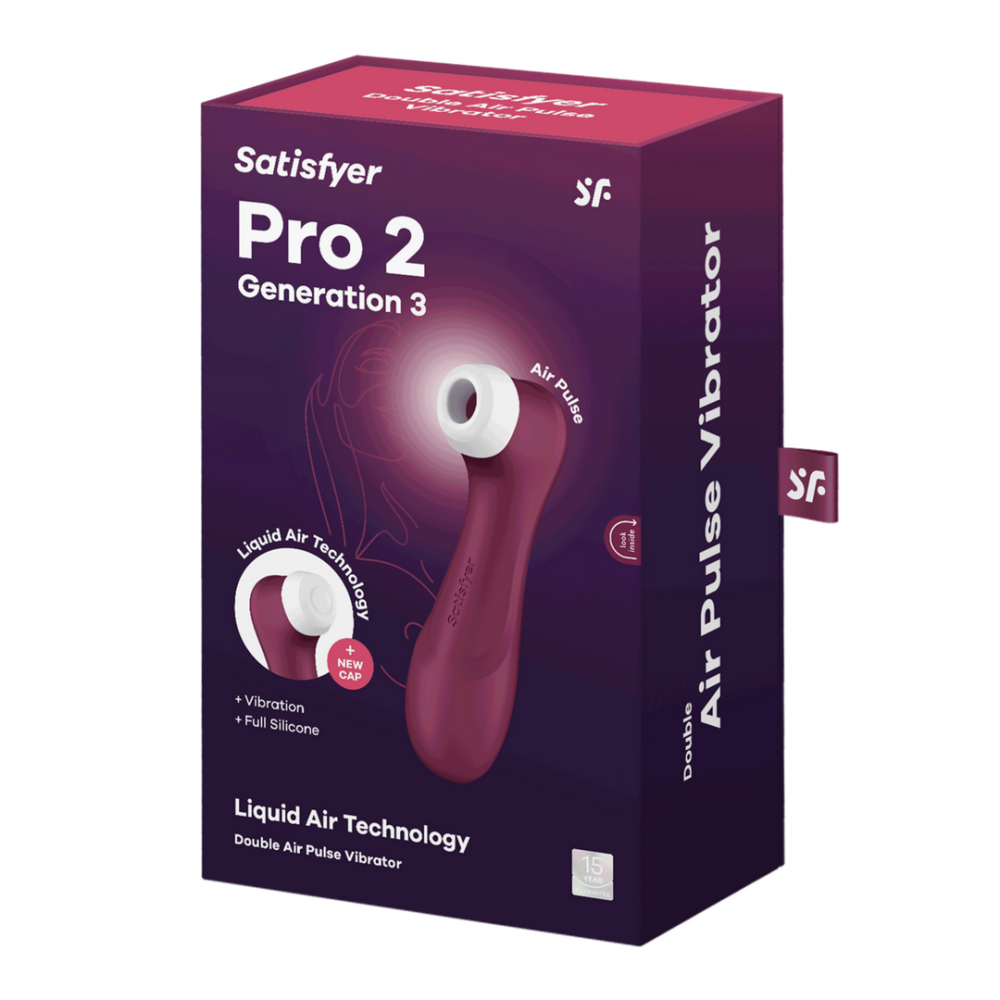 Pro 2 Generatie 3 - Double Air Pulse Vibrator - Liquid Air - Wijnrood - Afbeelding 2