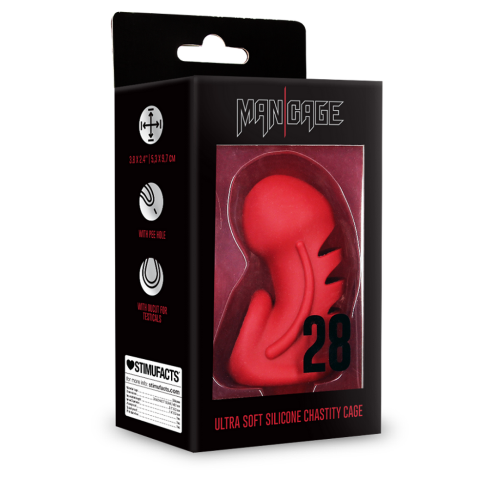 Model 28 - Ultra Soft Silicone Chastity Cage - Rood - Afbeelding 2