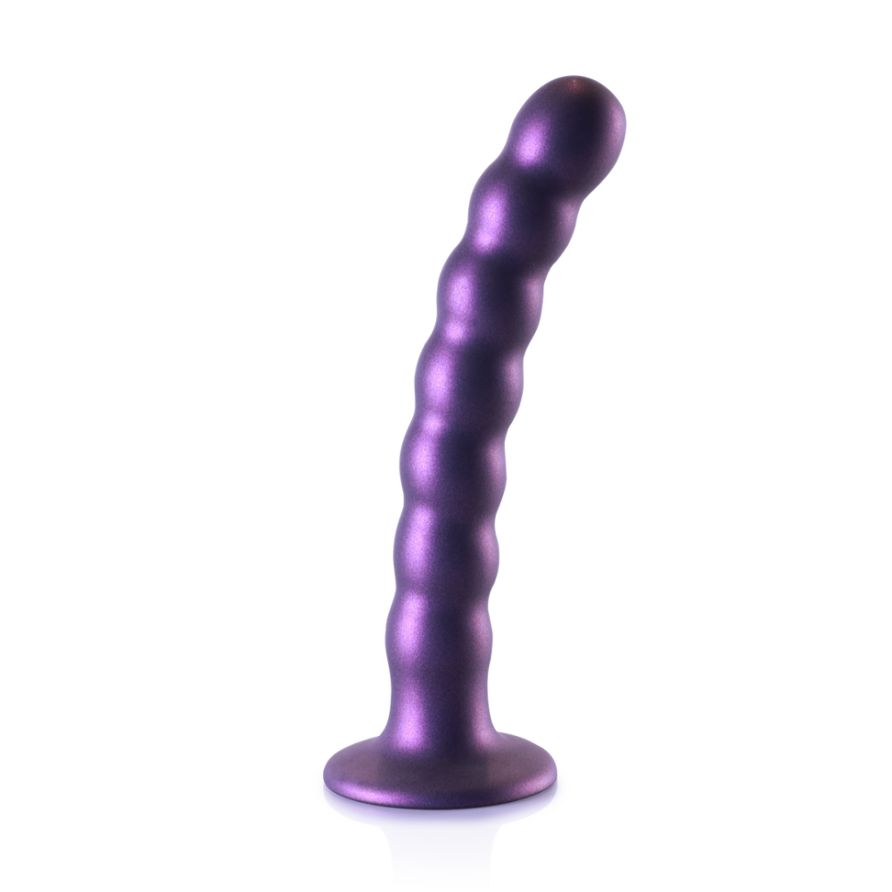 Beaded Silicone G-Spot Dildo - 6,5'' / 16,5 cm - Metallic Paars