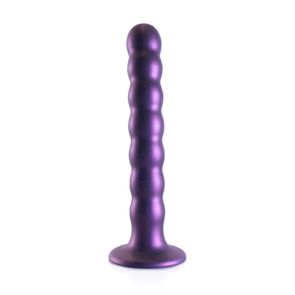 Beaded Silicone G-Spot Dildo - 6,5'' / 16,5 cm - Metallic Paars - Afbeelding 4