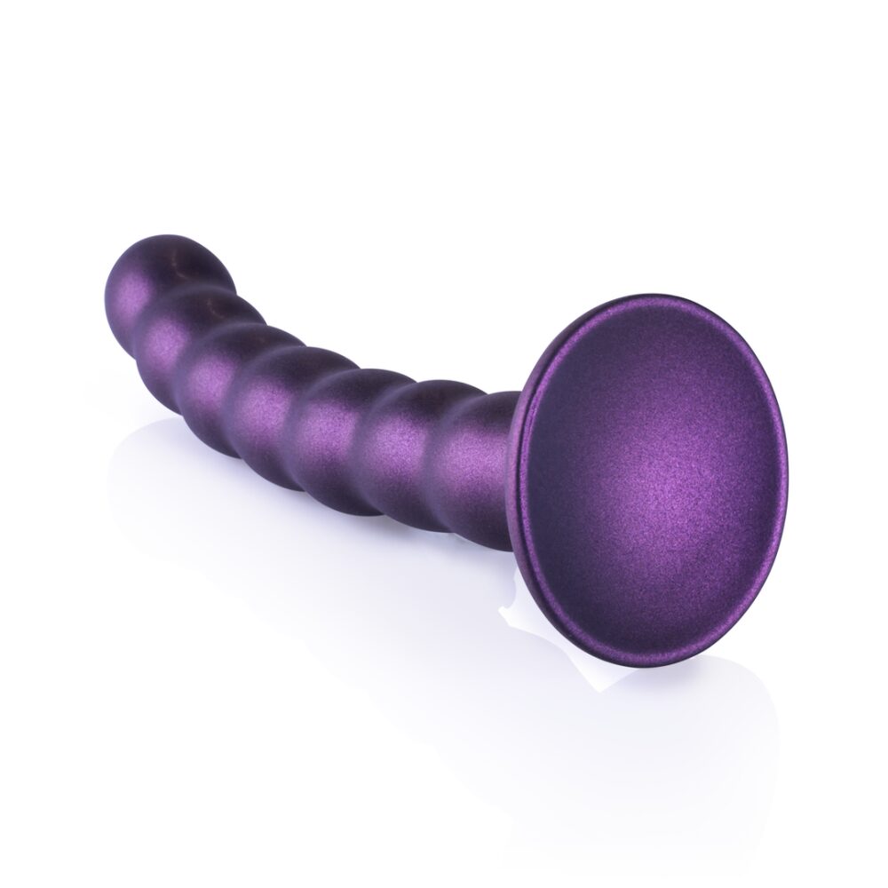 Beaded Silicone G-Spot Dildo - 6,5'' / 16,5 cm - Metallic Paars - Afbeelding 5