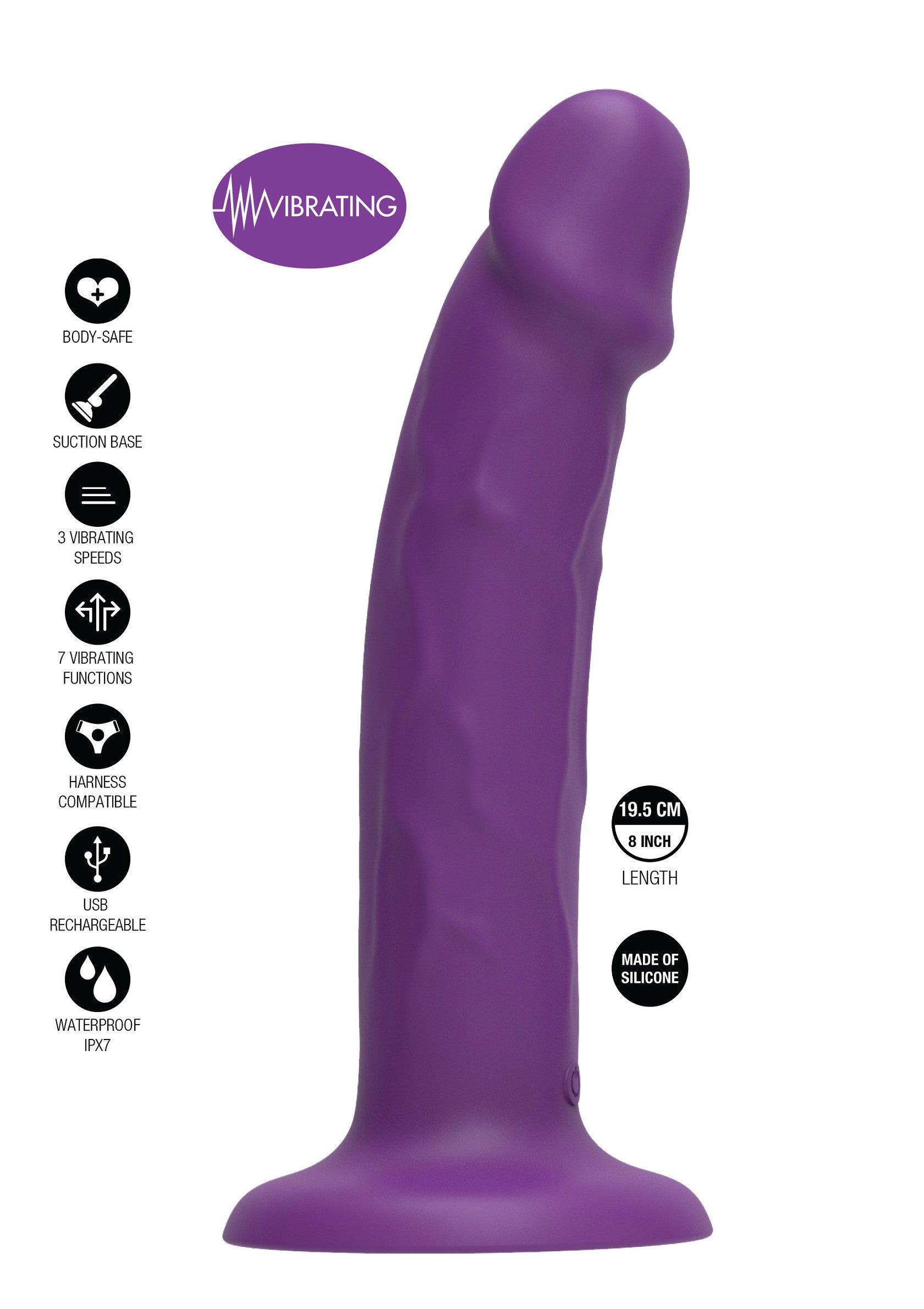 Harness Dong Vibrating Silicone 19.5 cm - Afbeelding 7