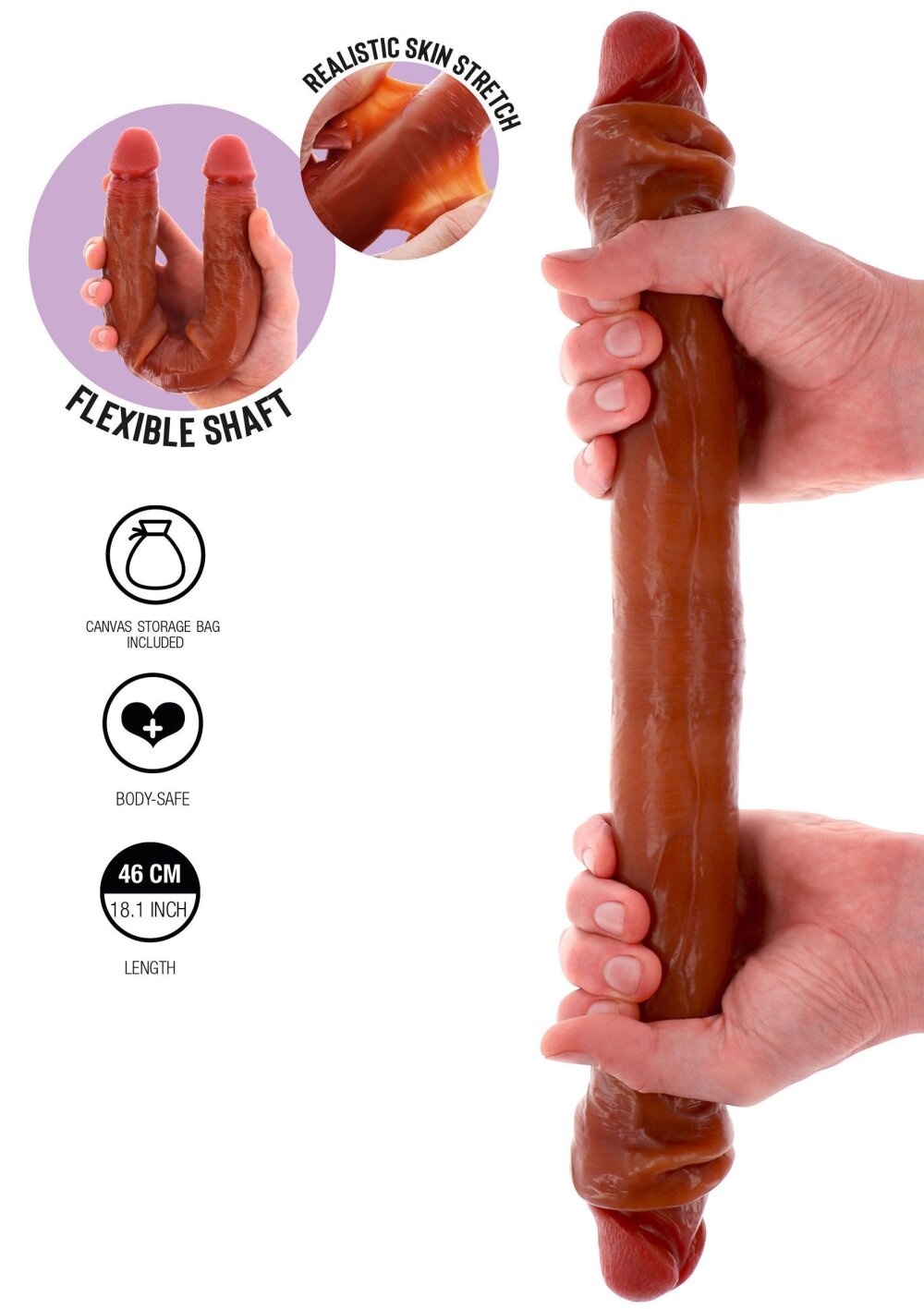 Foreskin Double Dong Silicone 46 cm - Afbeelding 8