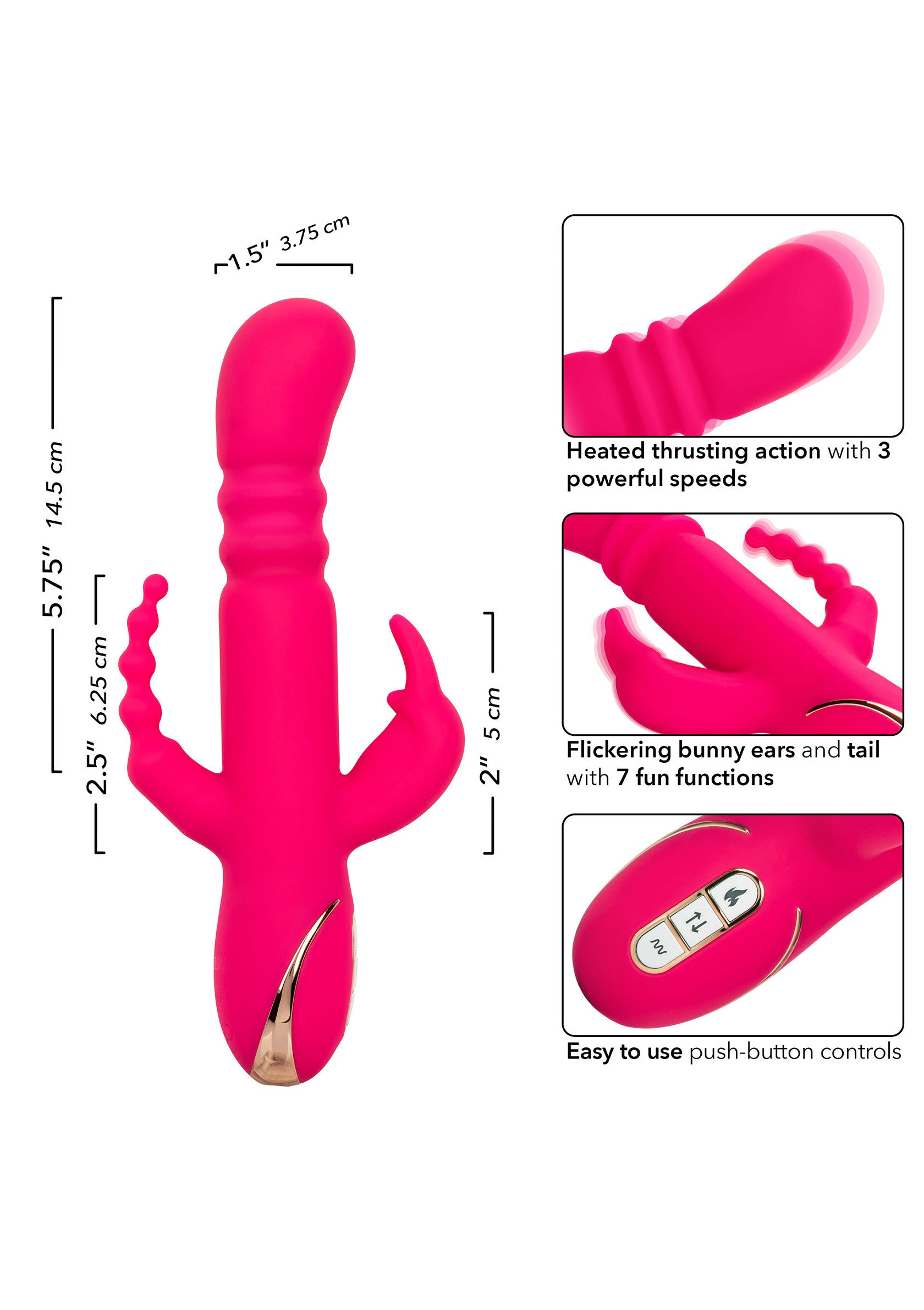 Heated Silicone Triple Rabbit - Afbeelding 4