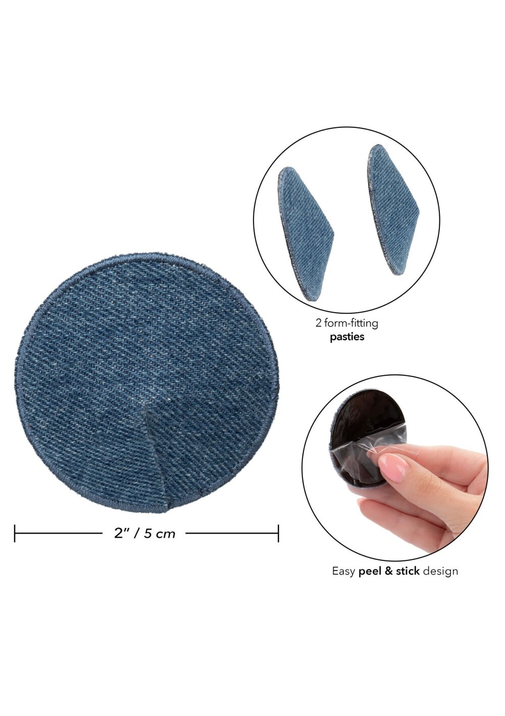 Ride Em Denim Round Pasties - Afbeelding 4