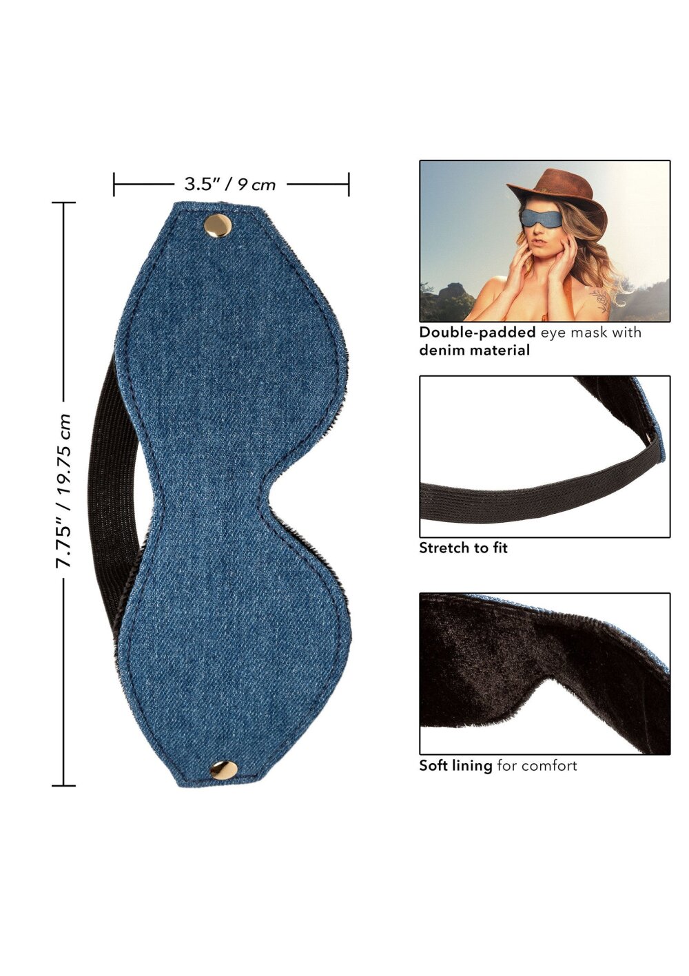 Ride Em Denim Eye Mask - Afbeelding 4