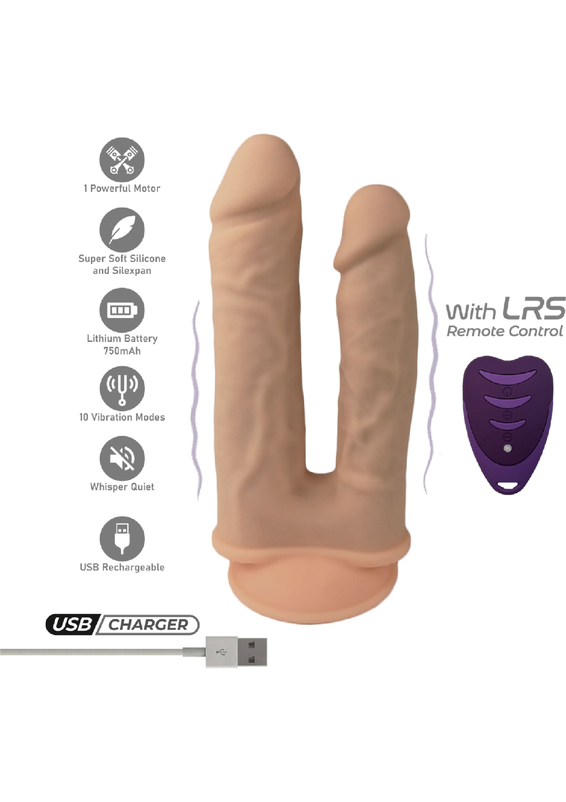 Duo Dildo Vibrating 7+8 inch - Afbeelding 6